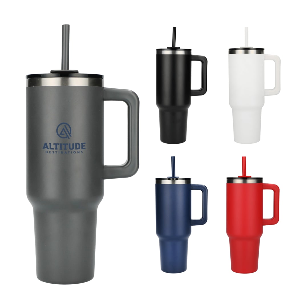 Pinnacle Recycled Travel Tumbler with Straw 40oz - 1603-15 Gray