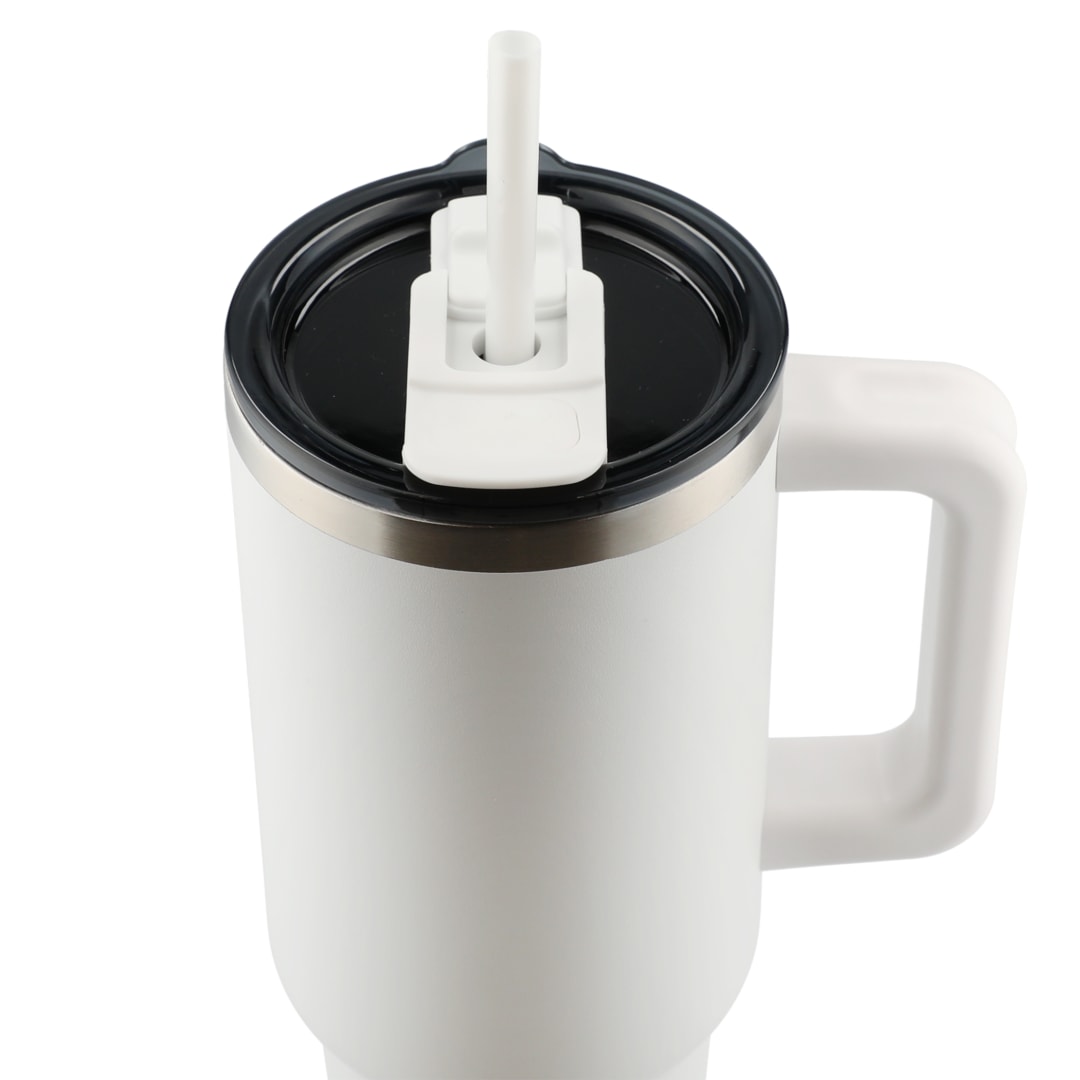 Pinnacle Recycled Travel Tumbler with Straw 40oz - 1603-15 White