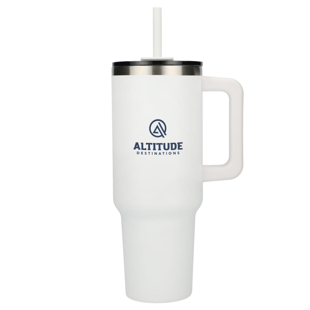 Pinnacle Recycled Travel Tumbler with Straw 40oz - 1603-15 White