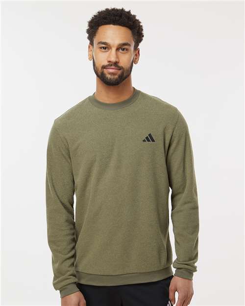 Adidas Men's Terry Loop Crewneck Sweatshirt - A586 Olive Strata