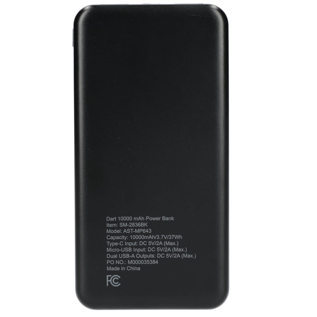 Bullet Dart 10000 mAh Power Bank - SM-2836 Black