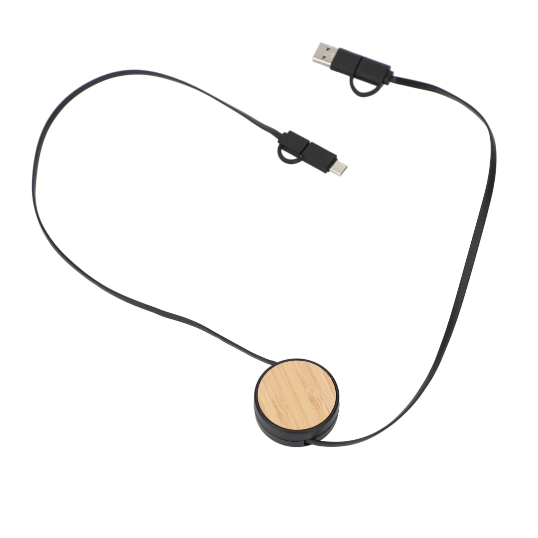  FSC&#174; 100% Bamboo Retractable 5-in-1 Charging Cable - SM-2839