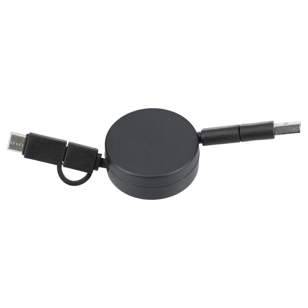 FSC&#174; 100% Bamboo Retractable 5-in-1 Charging Cable - SM-2839 Black
