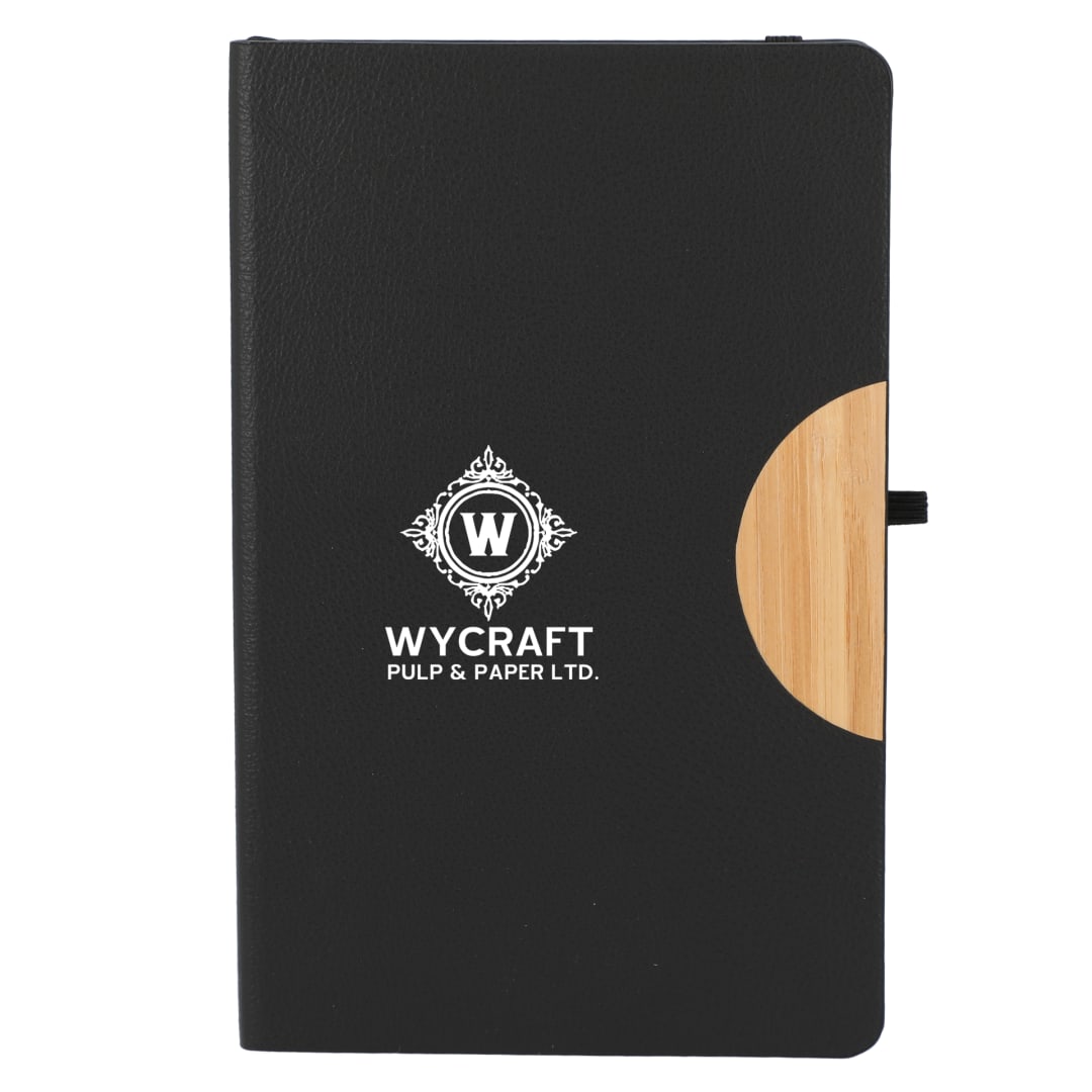 5.5&quot; x 8.5&quot; Kaya Recycled PU and Bamboo Journal - 2900-52 Black