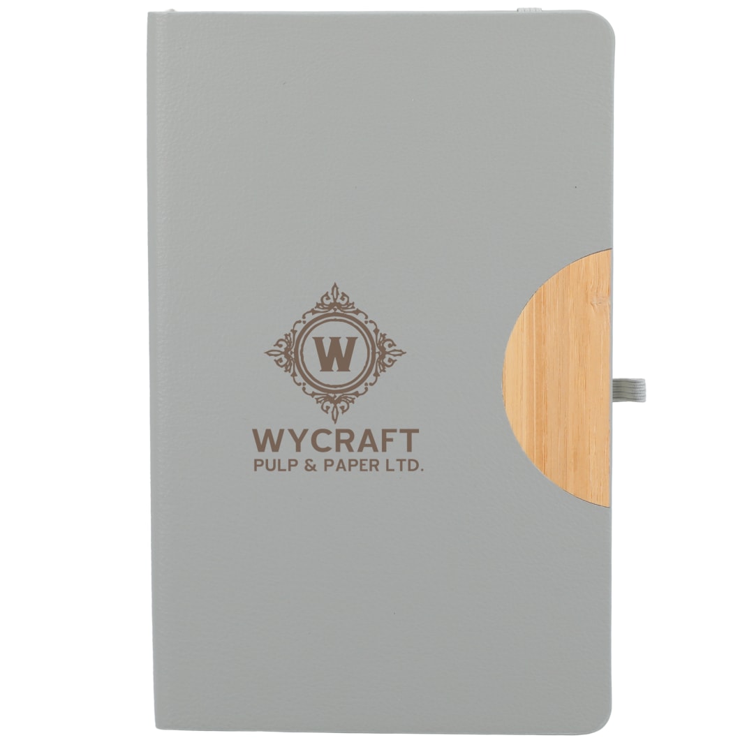 5.5&quot; x 8.5&quot; Kaya Recycled PU and Bamboo Journal - 2900-52 Gray