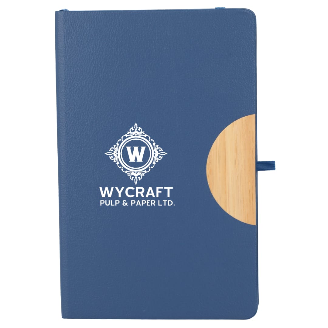 5.5&quot; x 8.5&quot; Kaya Recycled PU and Bamboo Journal - 2900-52 Blue