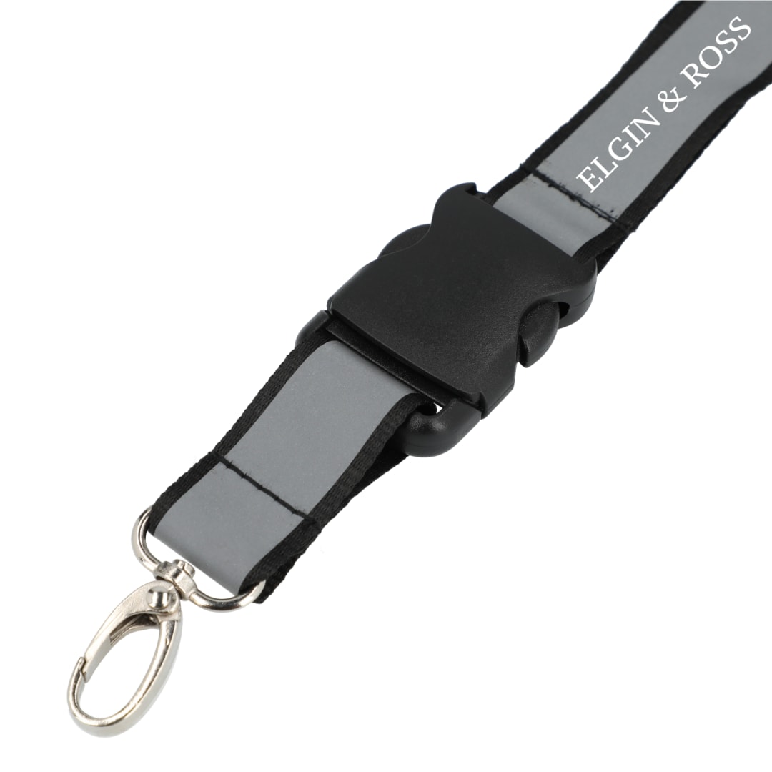 Bullet Recycled Polyester Reflective Lanyard - SM-2469 Black