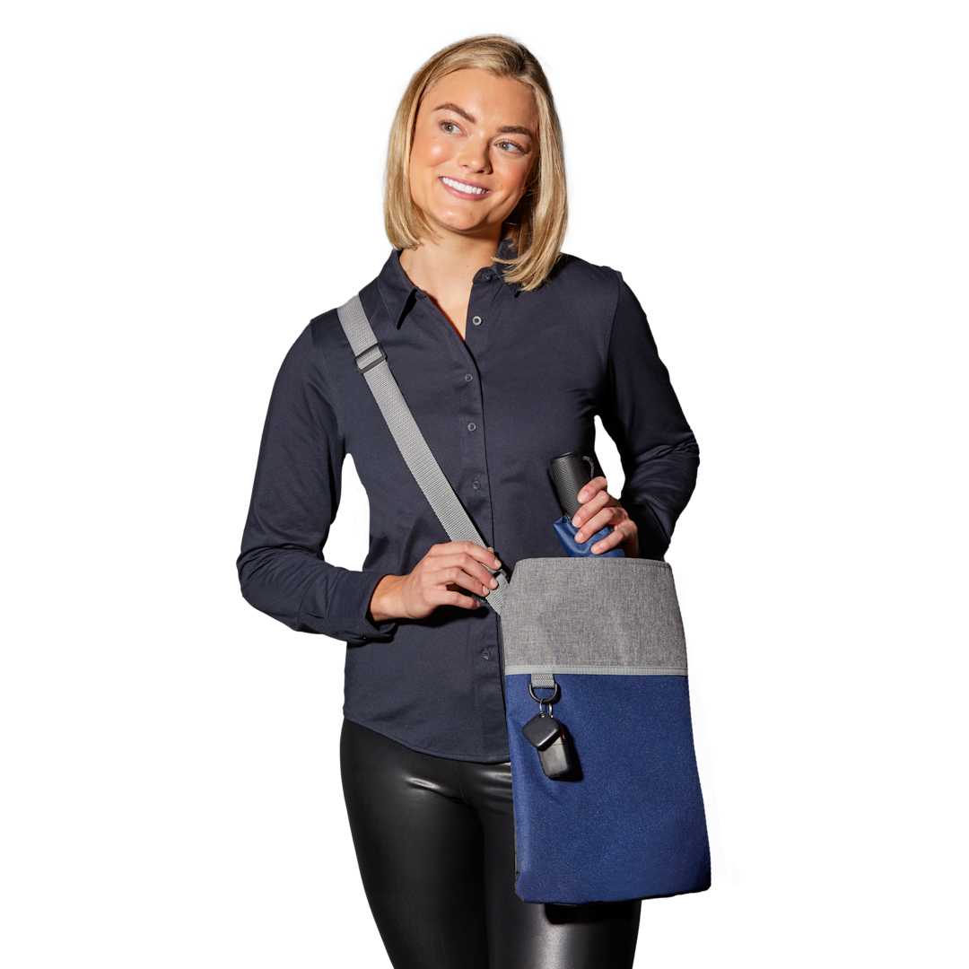 Bullet Double Heather RPET Crossbody Tote - SM-5224 Blue