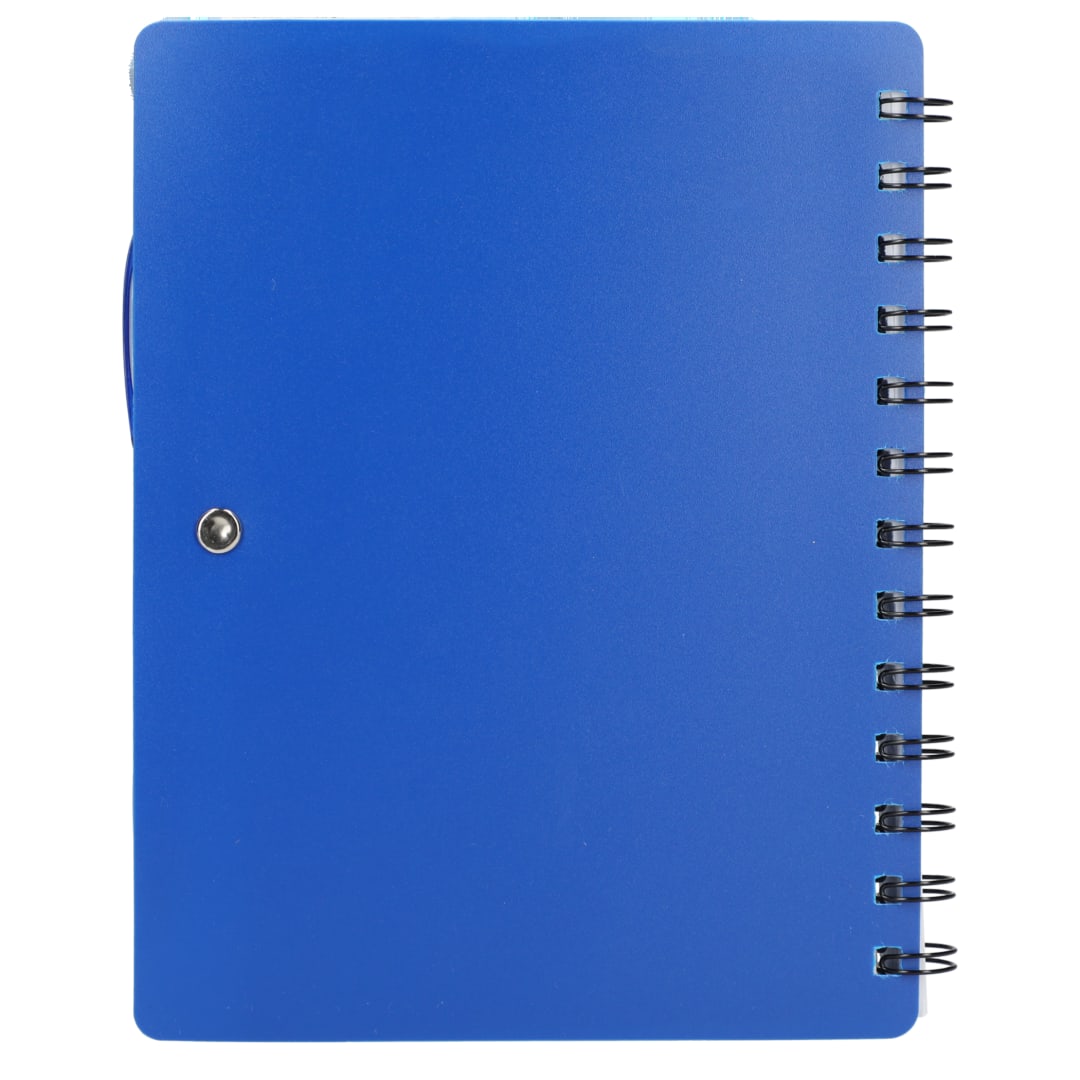 5&quot; x 7&quot; Recycled Dual Pocket Spiral Notebook w Pen - SM-5291 Blue