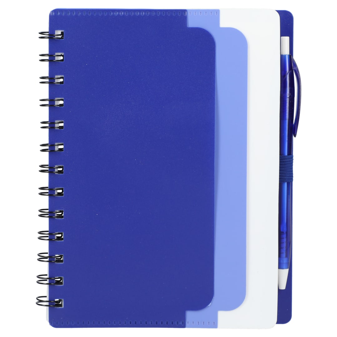 5&quot; x 7&quot; Recycled Dual Pocket Spiral Notebook w Pen - SM-5291 Purple