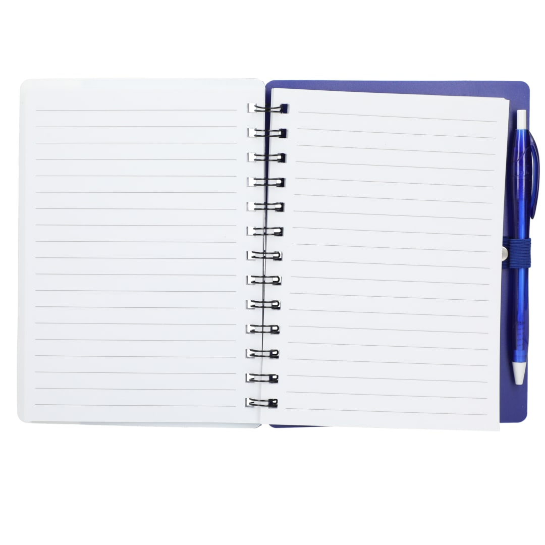5&quot; x 7&quot; Recycled Dual Pocket Spiral Notebook w Pen - SM-5291 Purple