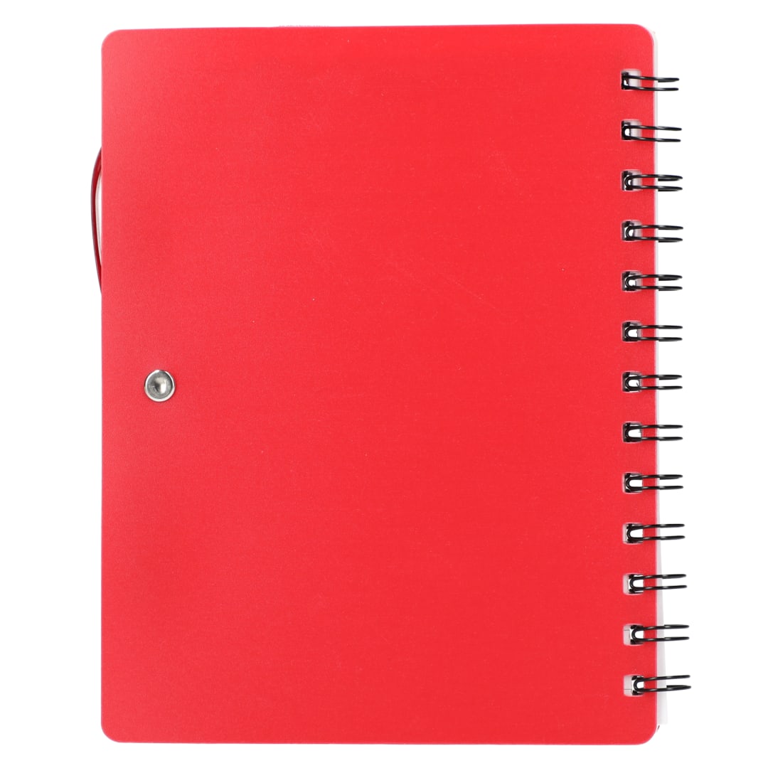 5&quot; x 7&quot; Recycled Dual Pocket Spiral Notebook w Pen - SM-5291 Red