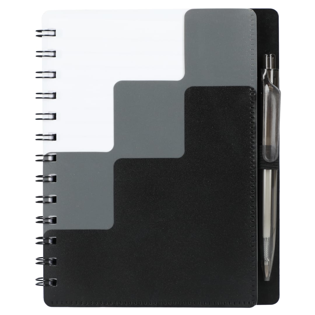 5&quot; x 7&quot; Recycled Pace Spiral Notebook w Pen - SM-5296 Black