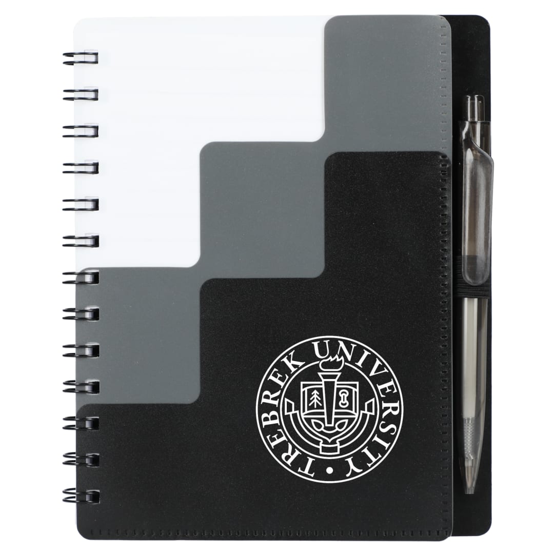 5&quot; x 7&quot; Recycled Pace Spiral Notebook w Pen - SM-5296 Black