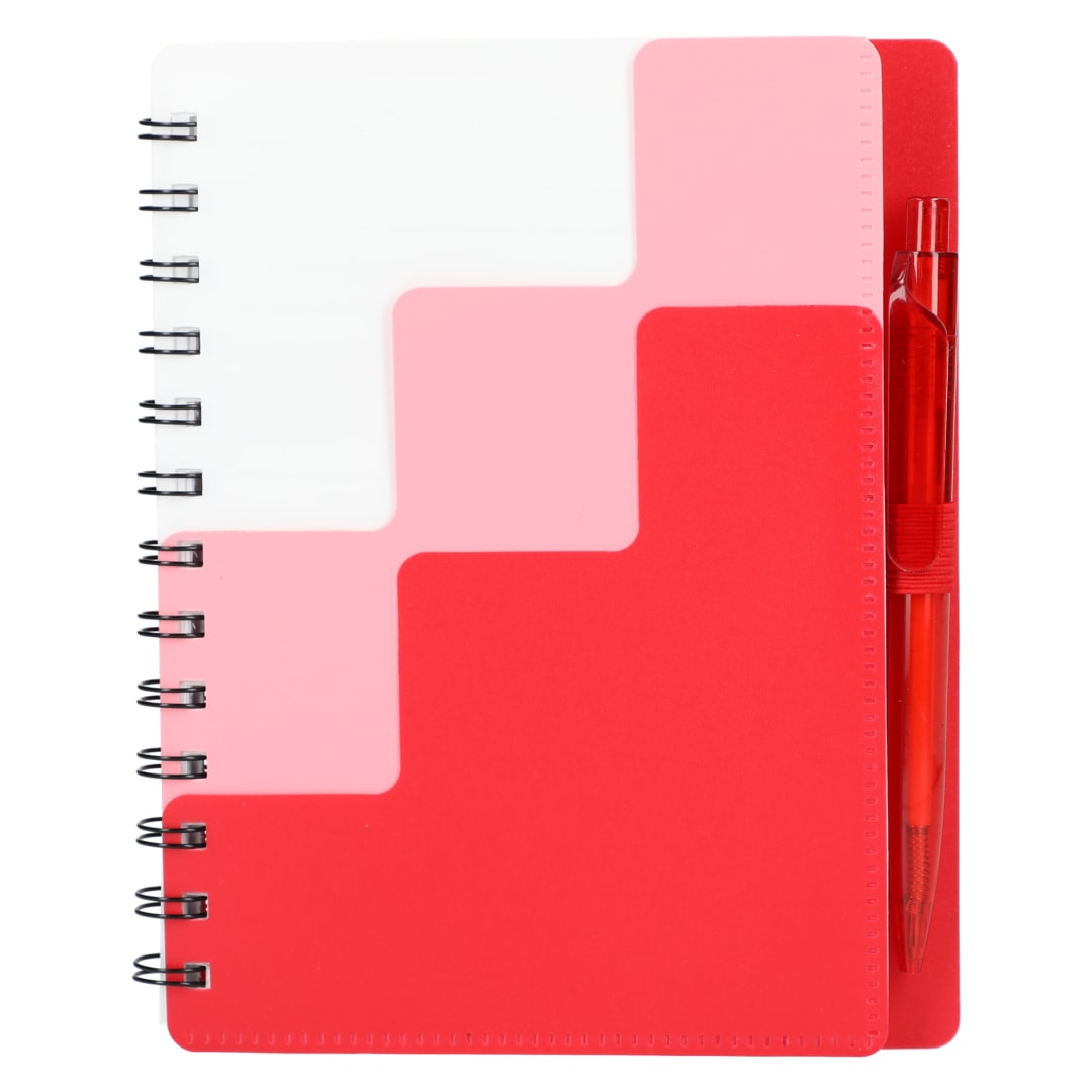 5&quot; x 7&quot; Recycled Pace Spiral Notebook w Pen - SM-5296 Red
