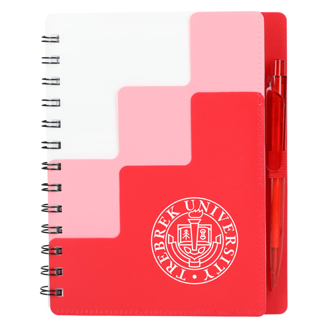 5&quot; x 7&quot; Recycled Pace Spiral Notebook w Pen - SM-5296 Red