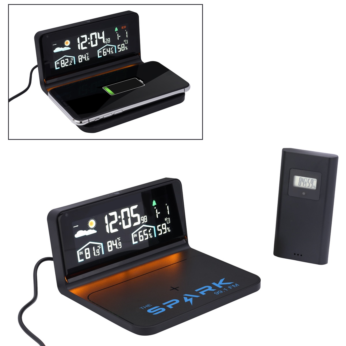 Digital Weather Station and Wireless Charger - DC36 black