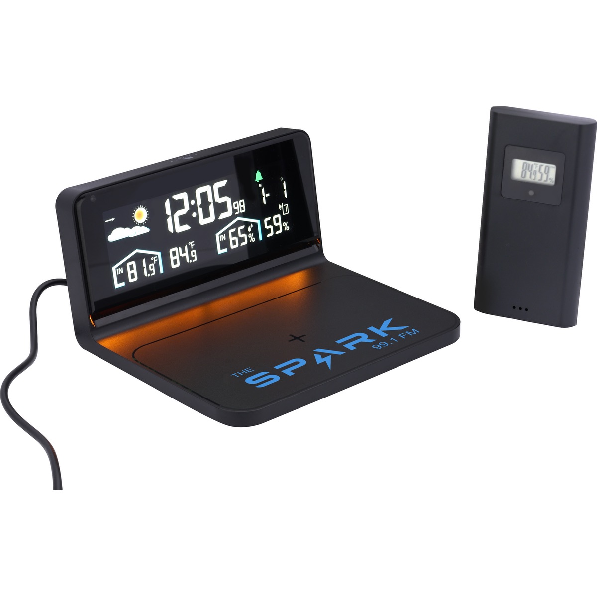 Digital Weather Station and Wireless Charger - DC36 Black
