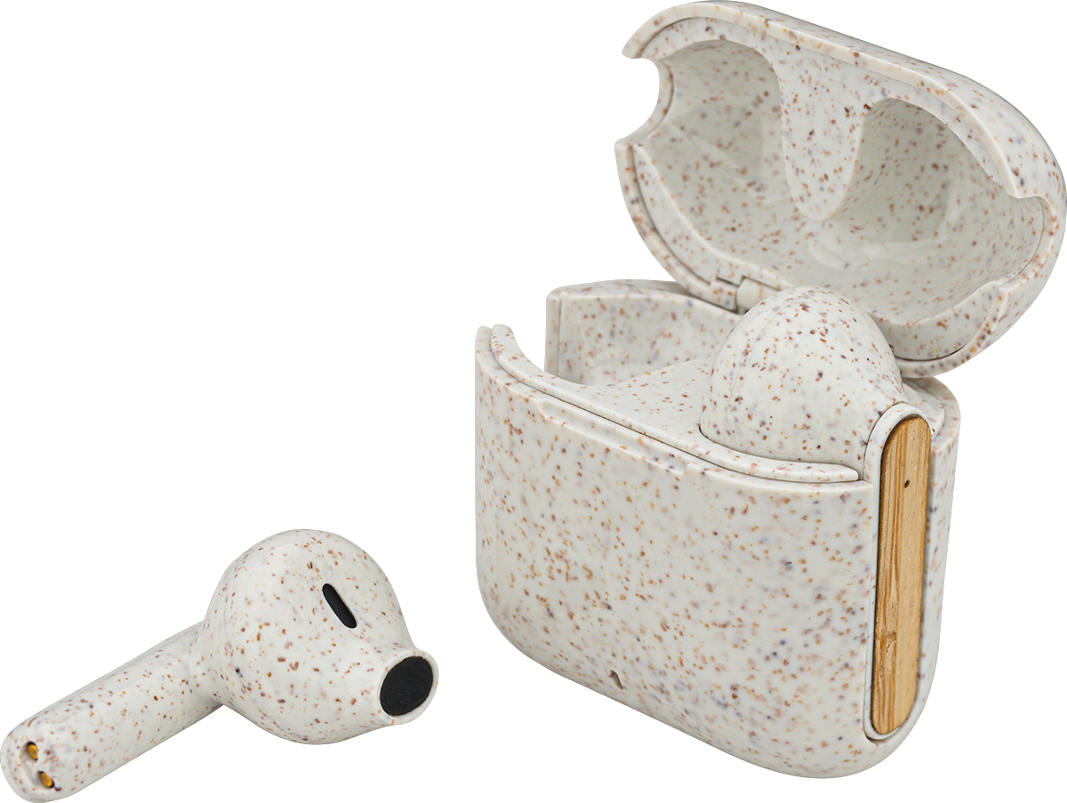 EarthTrendz EarthTrendz™ Wheat Straw & Bamboo Earbuds & Case - EL210 White