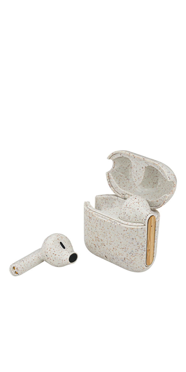 EarthTrendz EarthTrendz™ Wheat Straw & Bamboo Earbuds & Case - EL210 White