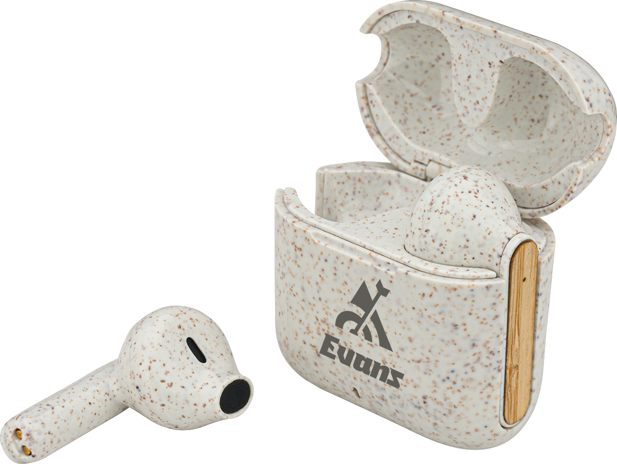 EarthTrendz EarthTrendz™ Wheat Straw & Bamboo Earbuds & Case - EL210 White