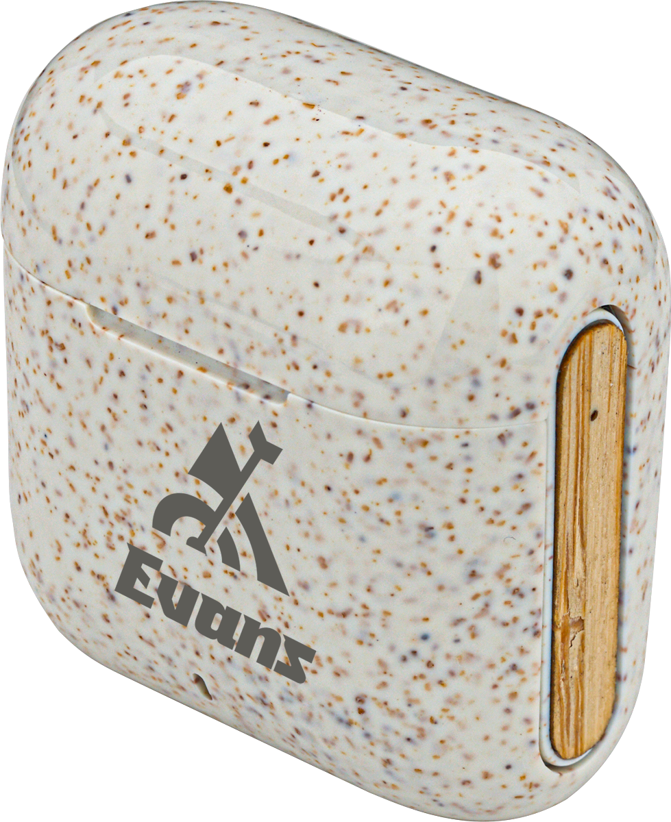 EarthTrendz EarthTrendz™ Wheat Straw & Bamboo Earbuds & Case - EL210 White