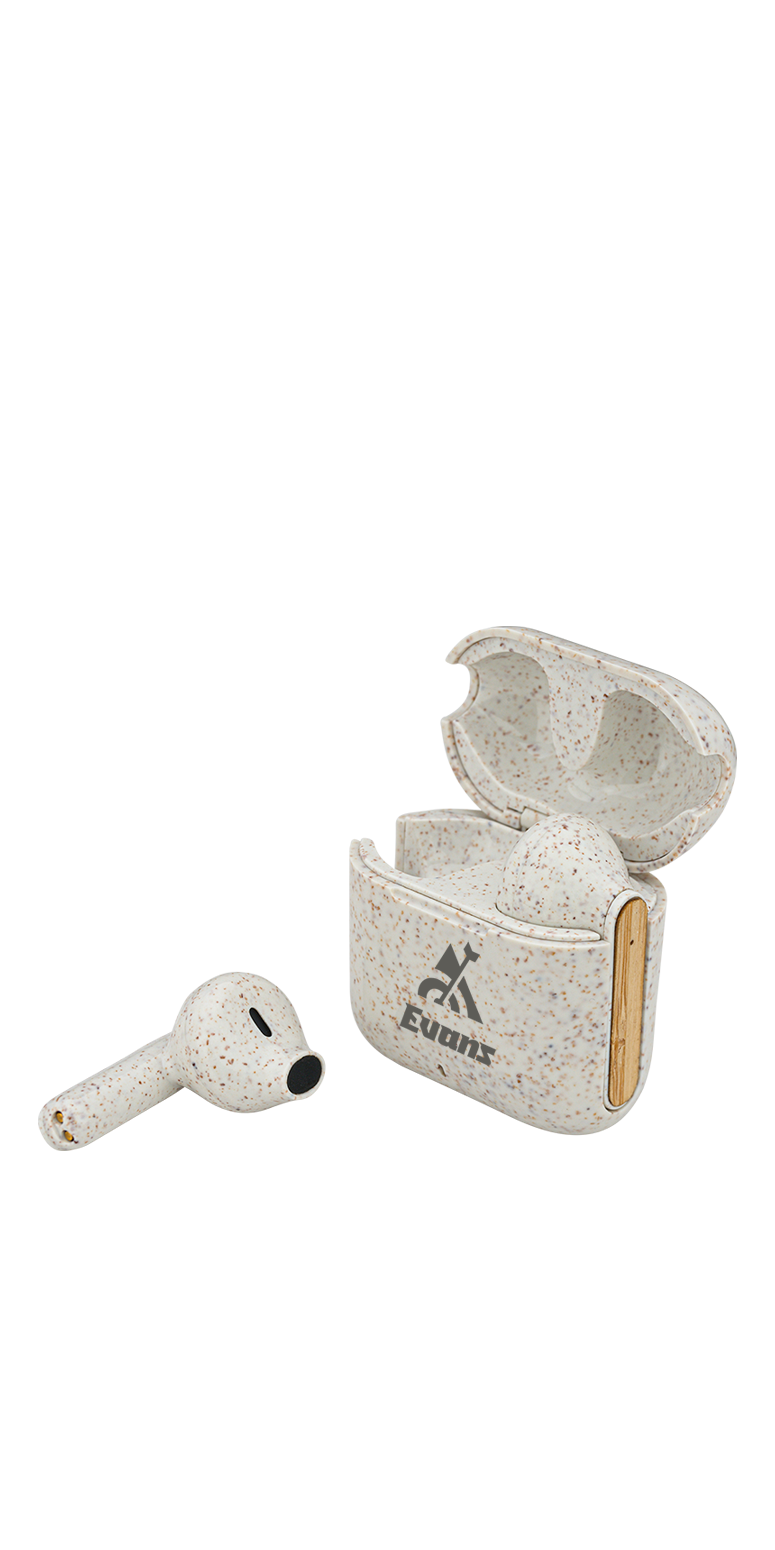EarthTrendz EarthTrendz™ Wheat Straw & Bamboo Earbuds & Case - EL210 White