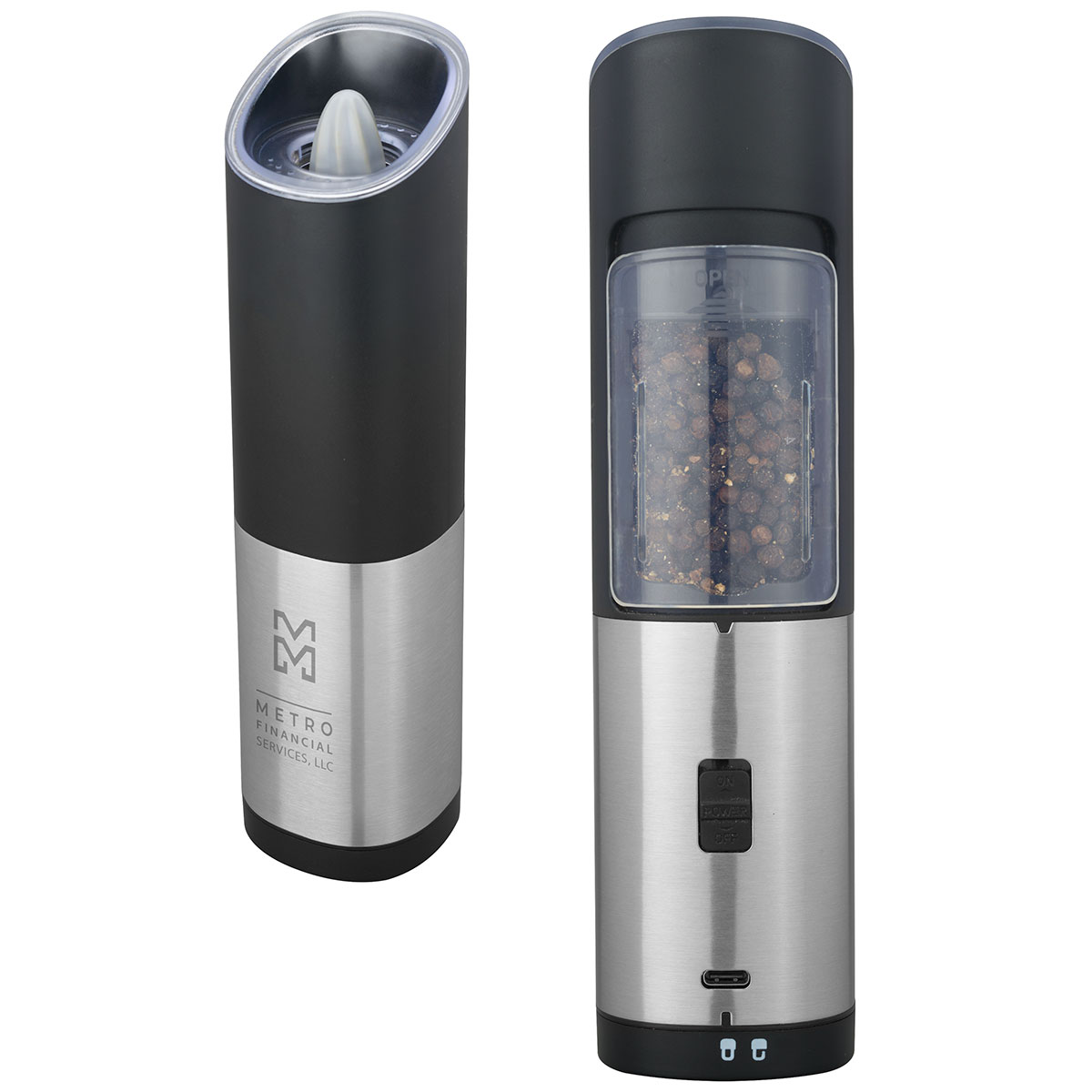 Rechargeable Salt or Pepper Spice Grinder - HW56 chrome