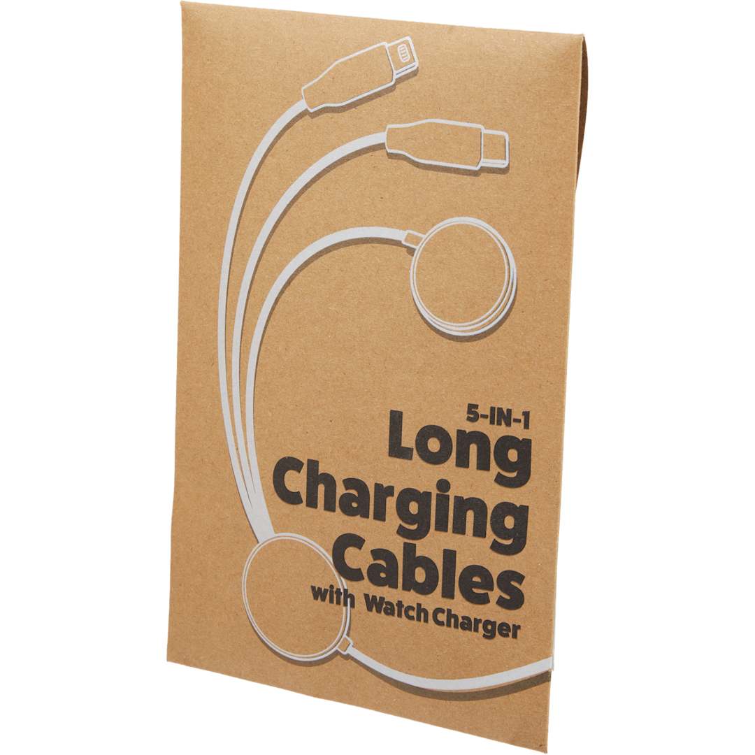5-in-1 Long Charging Cables with iWatch Charger - 7143-65 Black