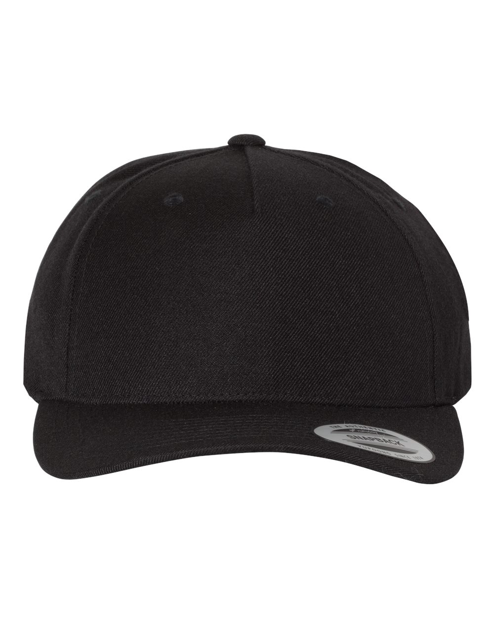 YP Classics Premium Five-Panel Curved Bill Snapback Cap - 5789M Black