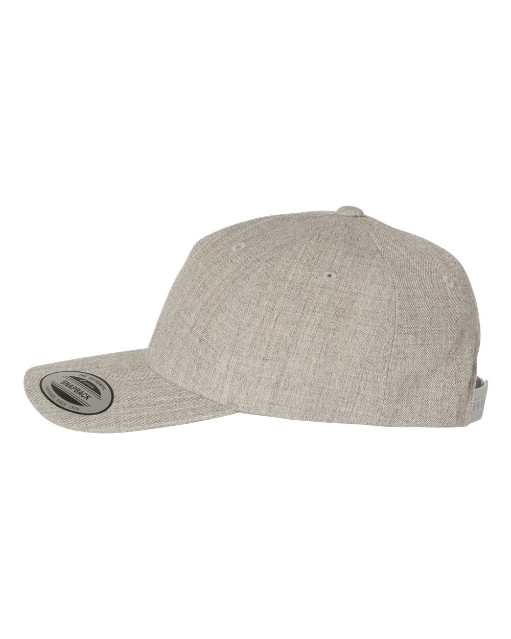 YP Classics Premium Five-Panel Curved Bill Snapback Cap - 5789M Heather Grey