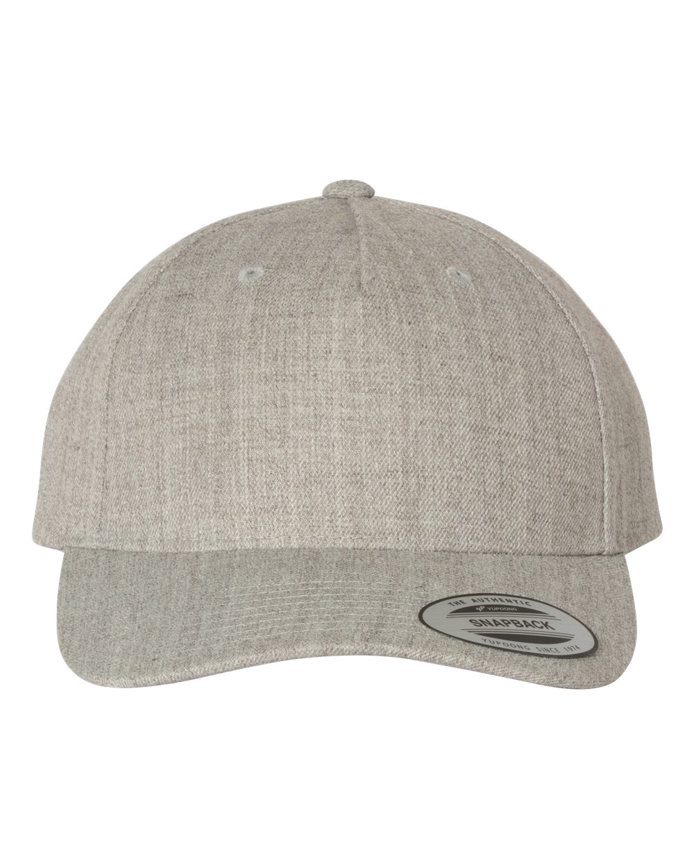 YP Classics Premium Five-Panel Curved Bill Snapback Cap - 5789M Heather Grey