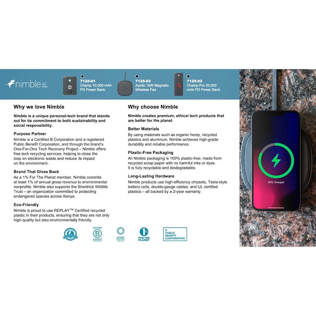 Nimble Nimble&#174; 10000 mAh PD 20W Power Bank - 7125-05 Black