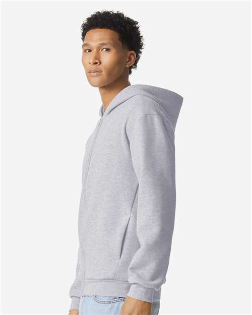 American Apparel Unisex ReFlex Fleece Full-Zip Hoodie Sweatshirt - RF497 Heather Grey