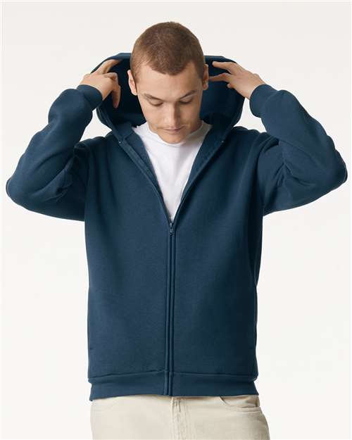 American Apparel Unisex ReFlex Fleece Full-Zip Hoodie Sweatshirt - RF497 Sea Blue