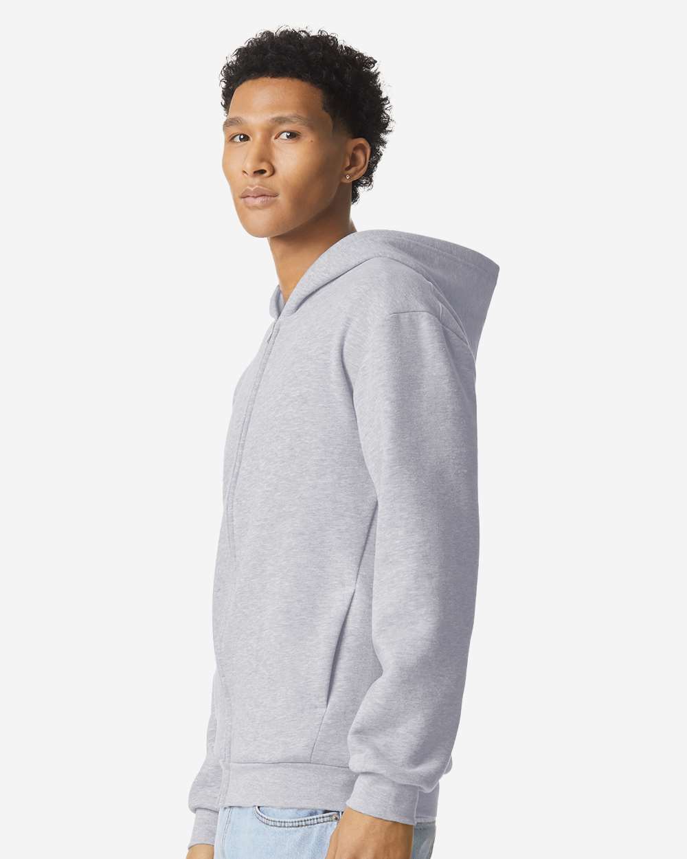 American Apparel Unisex ReFlex Fleece Full-Zip Hoodie Sweatshirt - RF497 Heather Grey