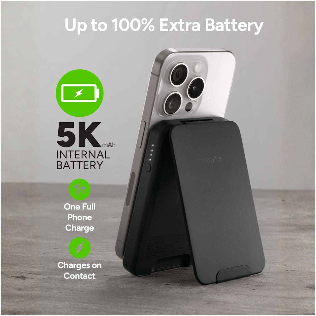 mophie mophie® Snap+5000 mAh Wireless Power Bank w/ Stand - 7124-26 Black