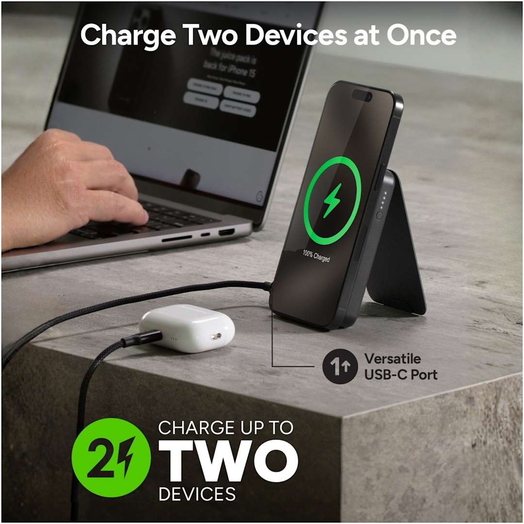 mophie mophie® Snap+5000 mAh Wireless Power Bank w/ Stand - 7124-26 Black