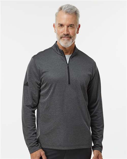 Adidas Men's Space Dyed Quarter-Zip Pullover - A593 Black Melange