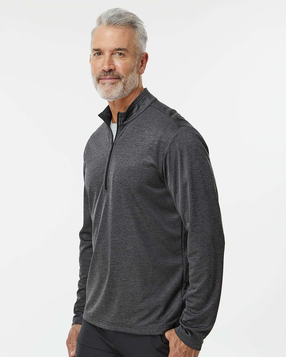 Adidas Men's Space Dyed Quarter-Zip Pullover - A593 Black Melange