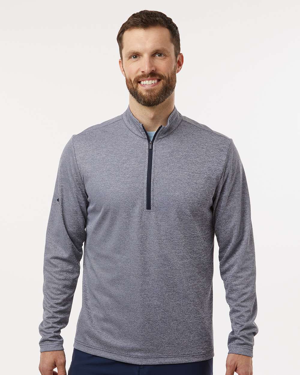Adidas Men's Space Dyed Quarter-Zip Pullover - A593 Collegiate Navy Melange