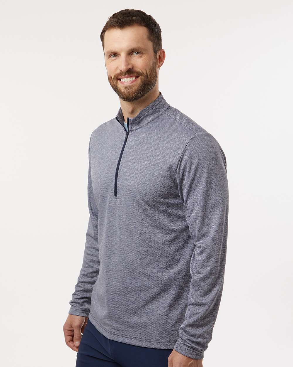 Adidas Men's Space Dyed Quarter-Zip Pullover - A593 Collegiate Navy Melange