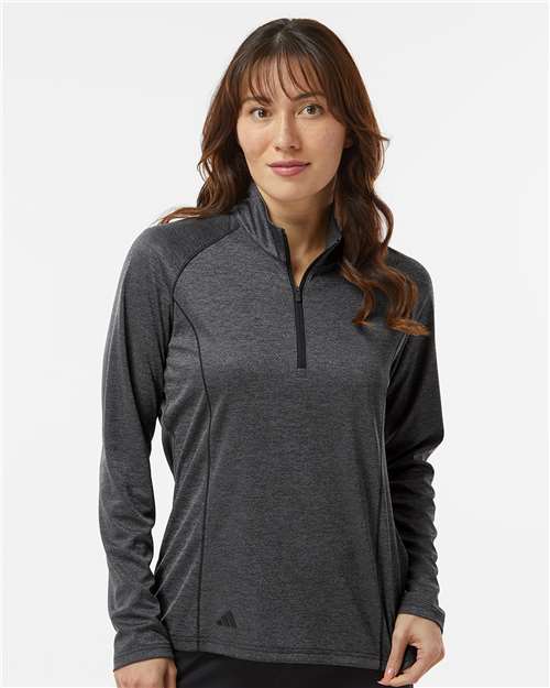 Adidas Women's Space Dyed Quarter-Zip Pullover - A594 Black Melange