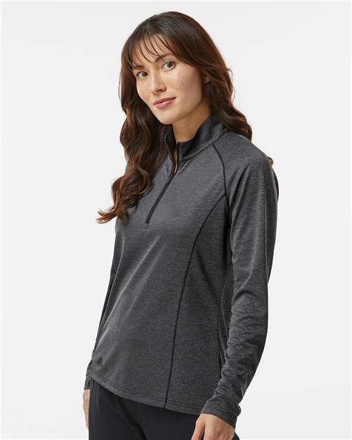 Adidas Women's Space Dyed Quarter-Zip Pullover - A594 Black Melange