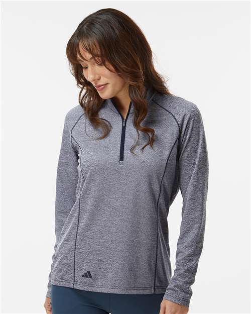 Adidas Women's Space Dyed Quarter-Zip Pullover - A594 Collegiate Navy Melange