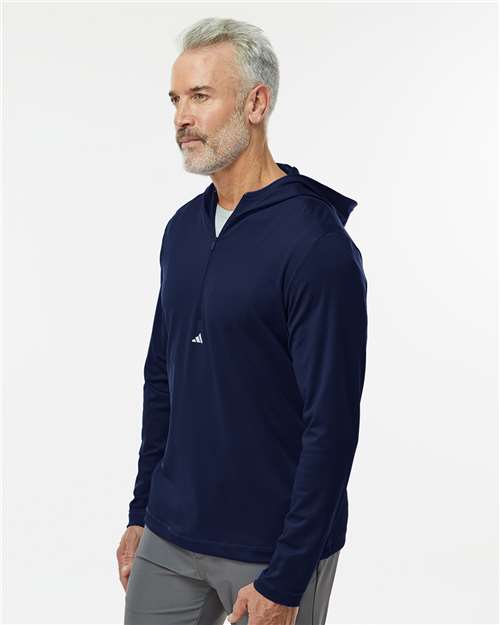 Adidas Men's Lightweight Quarter-Zip Hooded Pullover - A596 Collegiate Navy