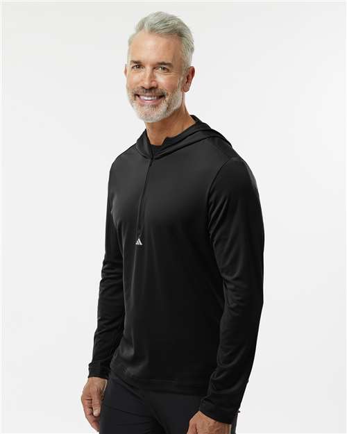 Adidas Men's Lightweight Quarter-Zip Hooded Pullover - A596 Black