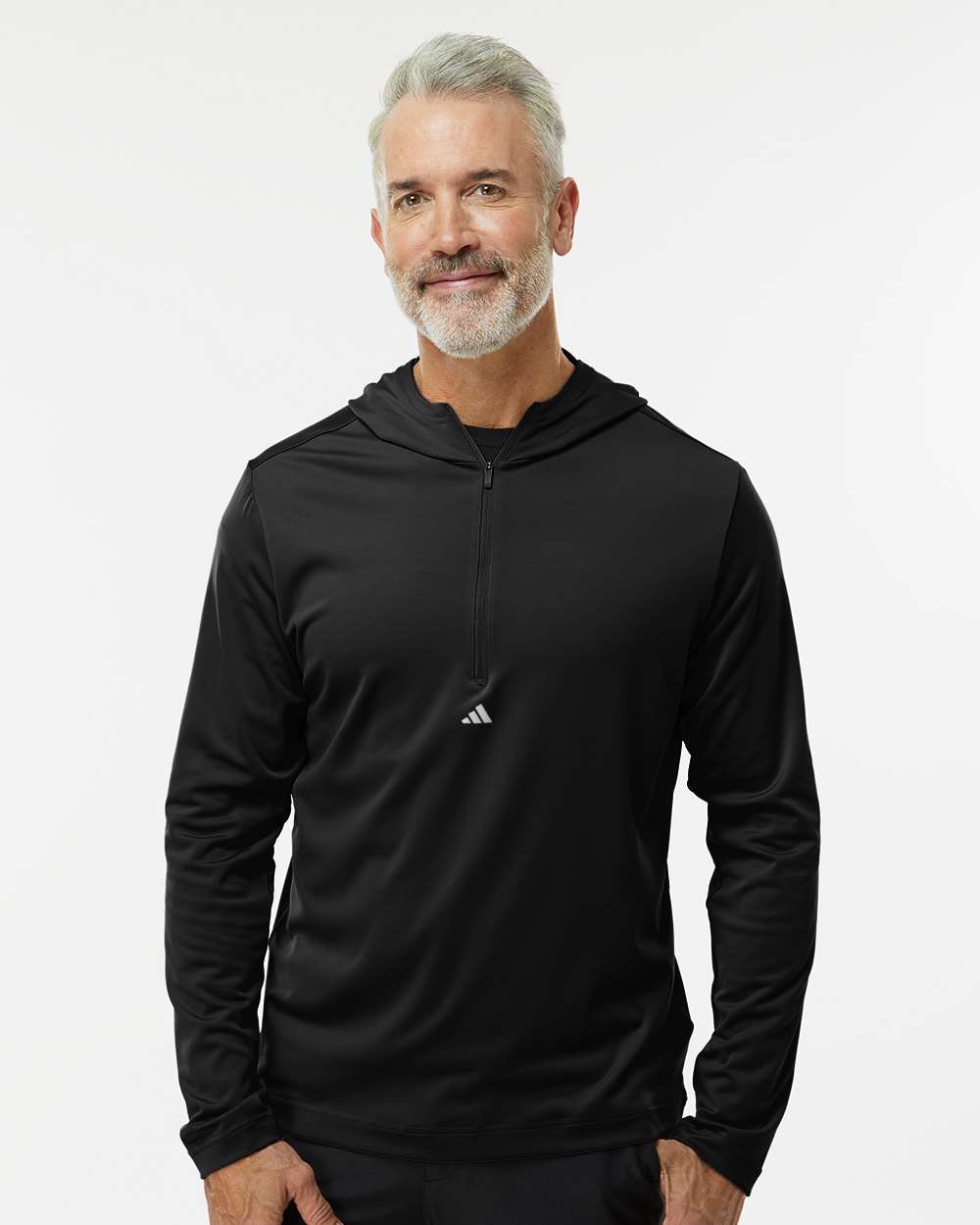 Adidas Men's Lightweight Quarter-Zip Hooded Pullover - A596 Black