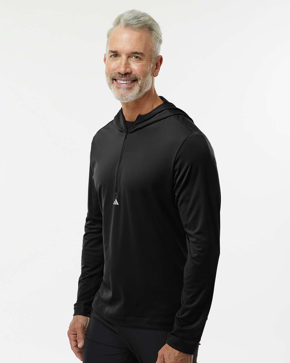 Adidas Men's Lightweight Quarter-Zip Hooded Pullover - A596 Black