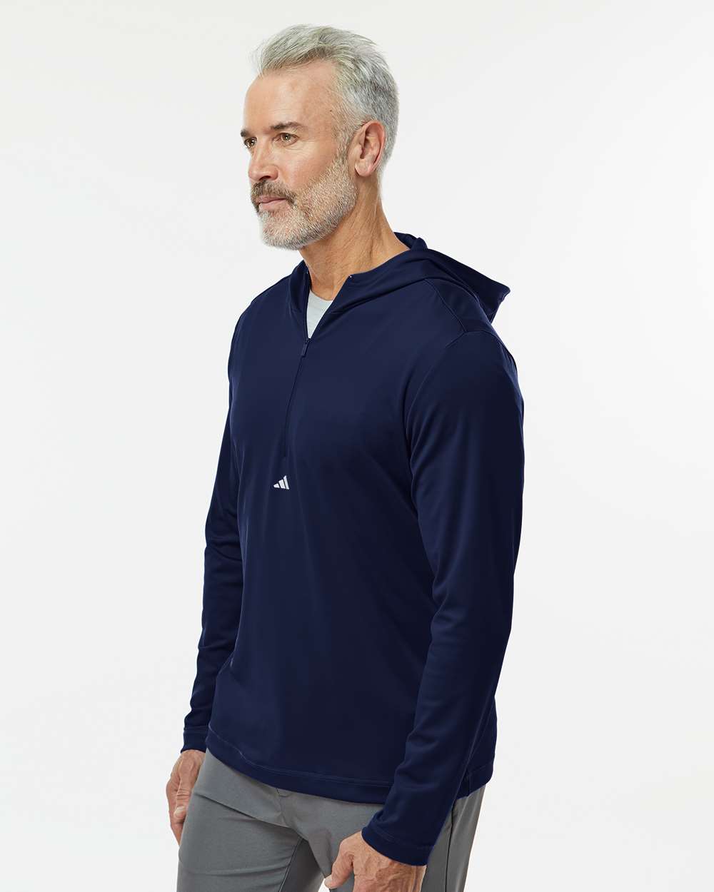 Adidas Men's Lightweight Quarter-Zip Hooded Pullover - A596 Collegiate Navy